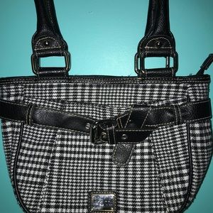 Rosetta black and white plaid purse